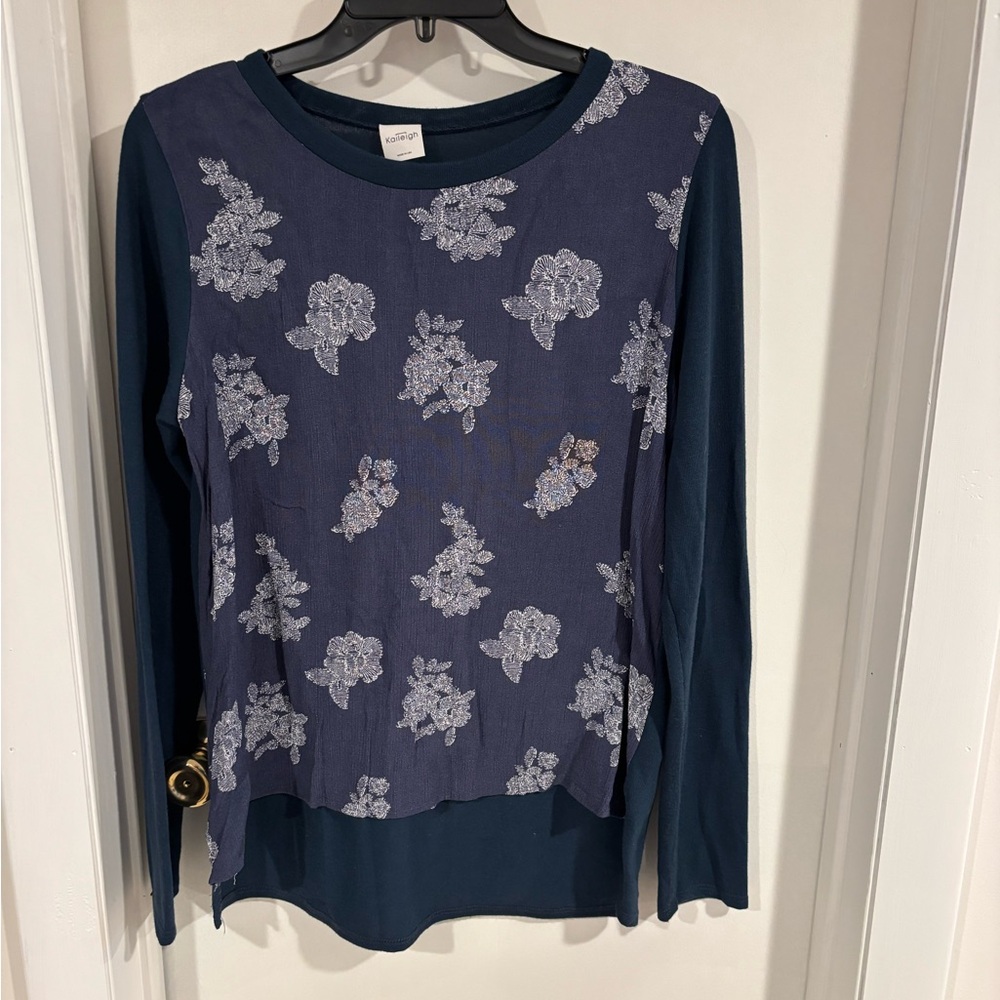 Kaileigh Blue Gray Long Sleeve Shirt